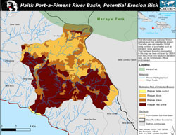 Map of potential erosion risk in Port-a-Piment River Basin area of Haiti