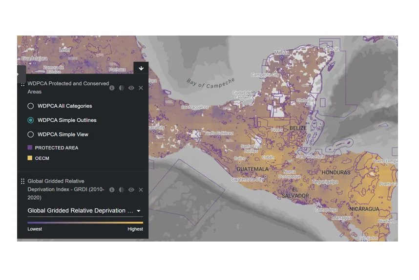 CIESIN's Relative Deprivation Grids Used in UNBiodiversity Lab Map Viewer
