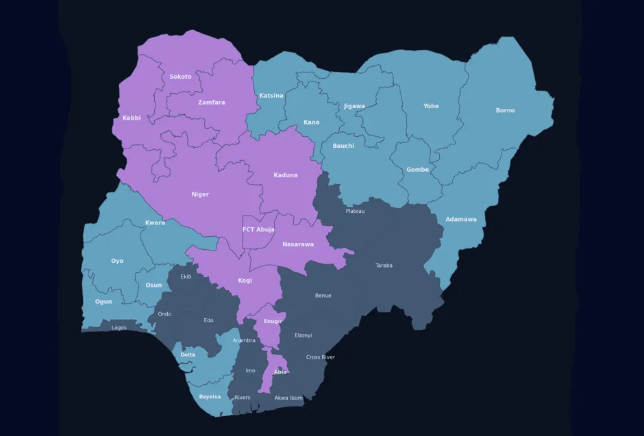 GRID3 NGA Wards v3.0 : State Coverage. Ward boundaries now cover 24 states: 14 carried over and revised from v2.0, and 10 newly updated, including Abia, Enugu, FCT Abuja, Kaduna, Kebbi, Kogi, Nasarawa, Niger, Sokoto, and Zamfara.
