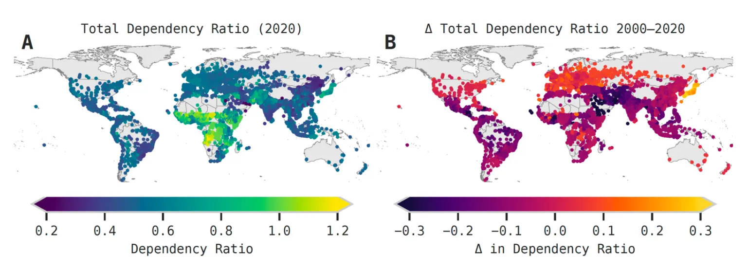 Total dependency ratio map