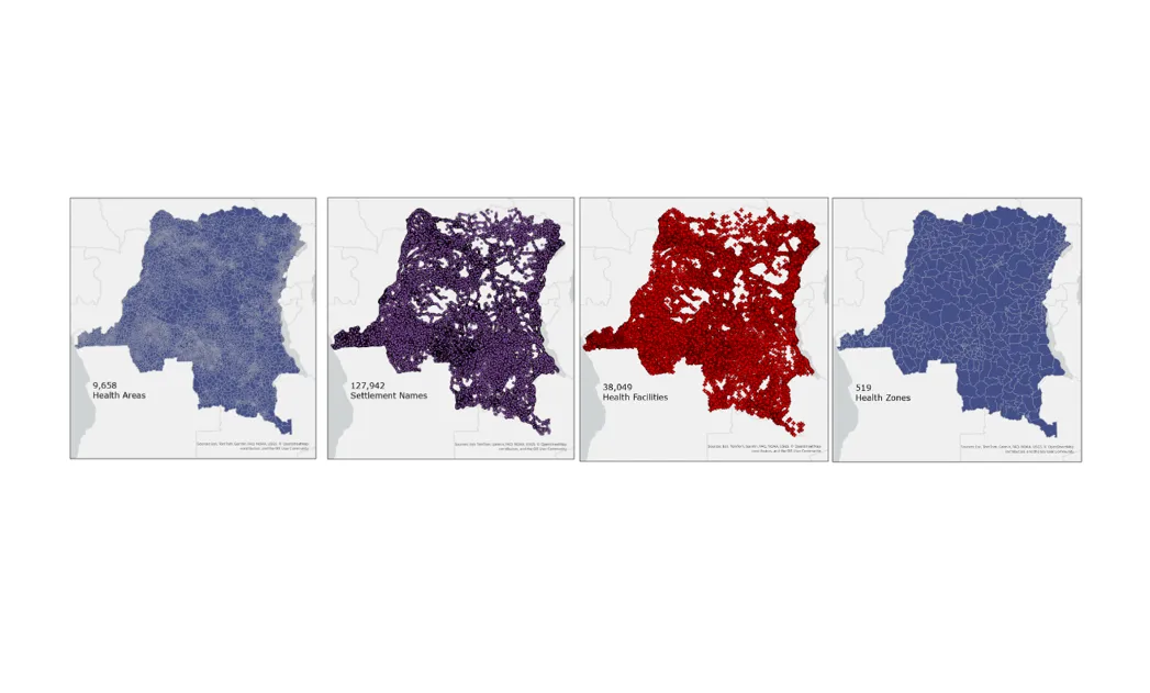 Geospatial data coverage map of the DRC